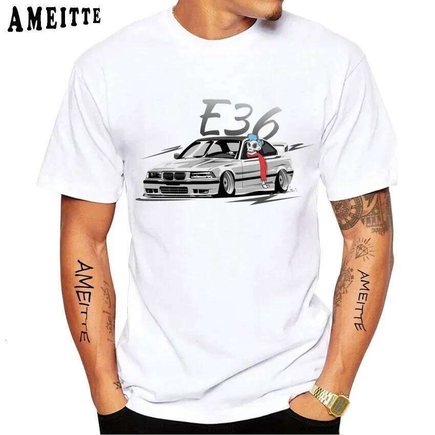 Vintage Skull Drive German E28 M5 E30 E36 E90 E46 Car Premium T-Shirt New Summer Men Short Sleeve Hip Hop Boy Casual White Tees X260209