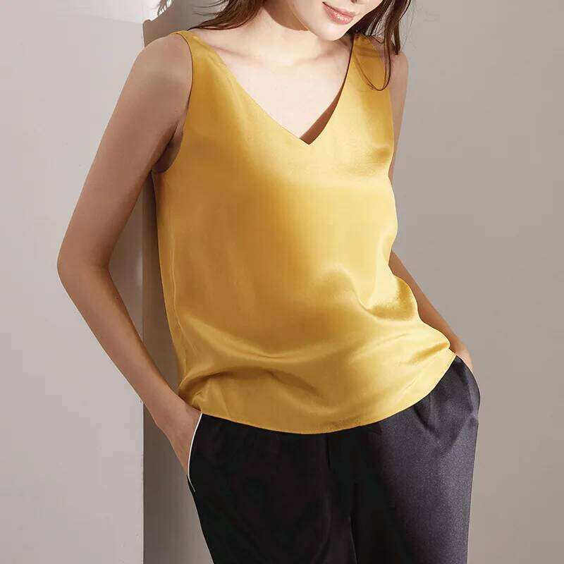 19 MM Mulberry Camisole Sling Camis Women Tank Real Silk Candy Color Satin Top 26Y0209