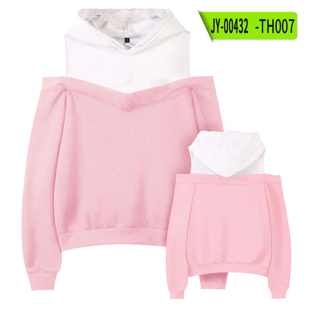 Source Goods Can Print Logo Spring And Autumn New Casual Versatile Loose Solid Color Off-Shoulder Hooded Sweatshirt Women's Jacket