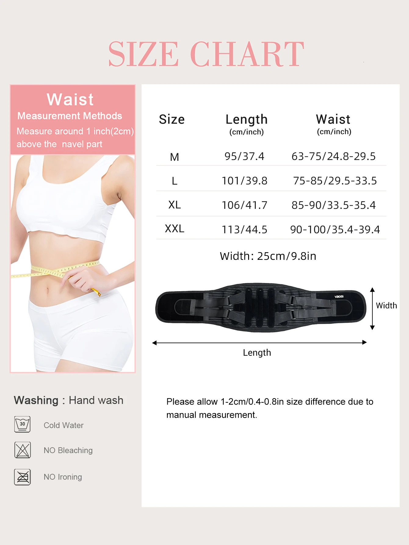 VBOSi Adjustable Breathable Waist Support Lower Back Brace for Men And Women with Metal Stabilizers 260202