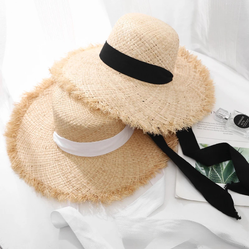 Big Brimmed Seaside Sun Hat Summer Sun Protection Beach Vacation Beach Hat Small Fresh Strap Lafite Straw Hat Female Summer 260208
