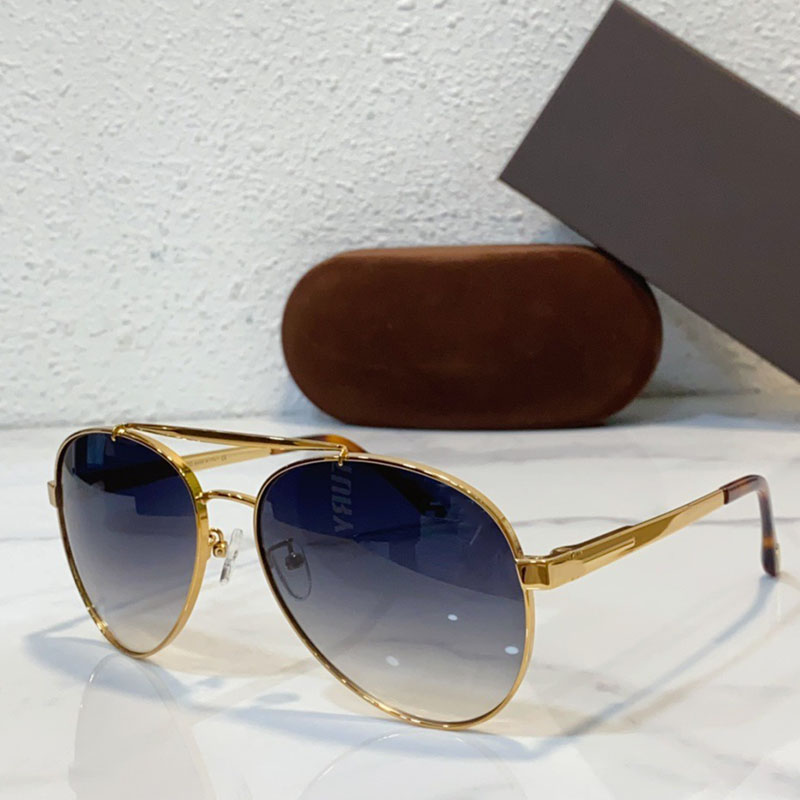 Fashion Elliptical Designer Sunglasses FT8098 Luxury Gold Womens Glasses Gold Oval Frame Casual Fashion High Street Decorative Mirror Style UV400 Comes with Box