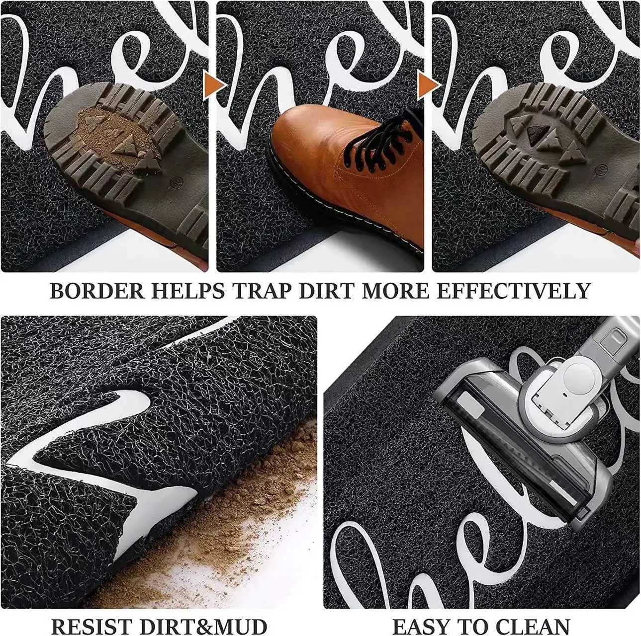 Front Door Mat for Home Entrance Non-Slip Absorbent Floor Mats Low-Profile Washable Doormat for Entryway Garage Patio S260207