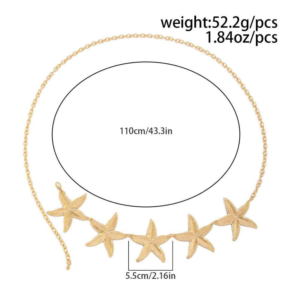 Ingemark Vintage Metal Star Starfish Waist Belly Belt Chain for Women 2025 Fashion Boho Summer Beach Bikini Body Jewelry New X260209