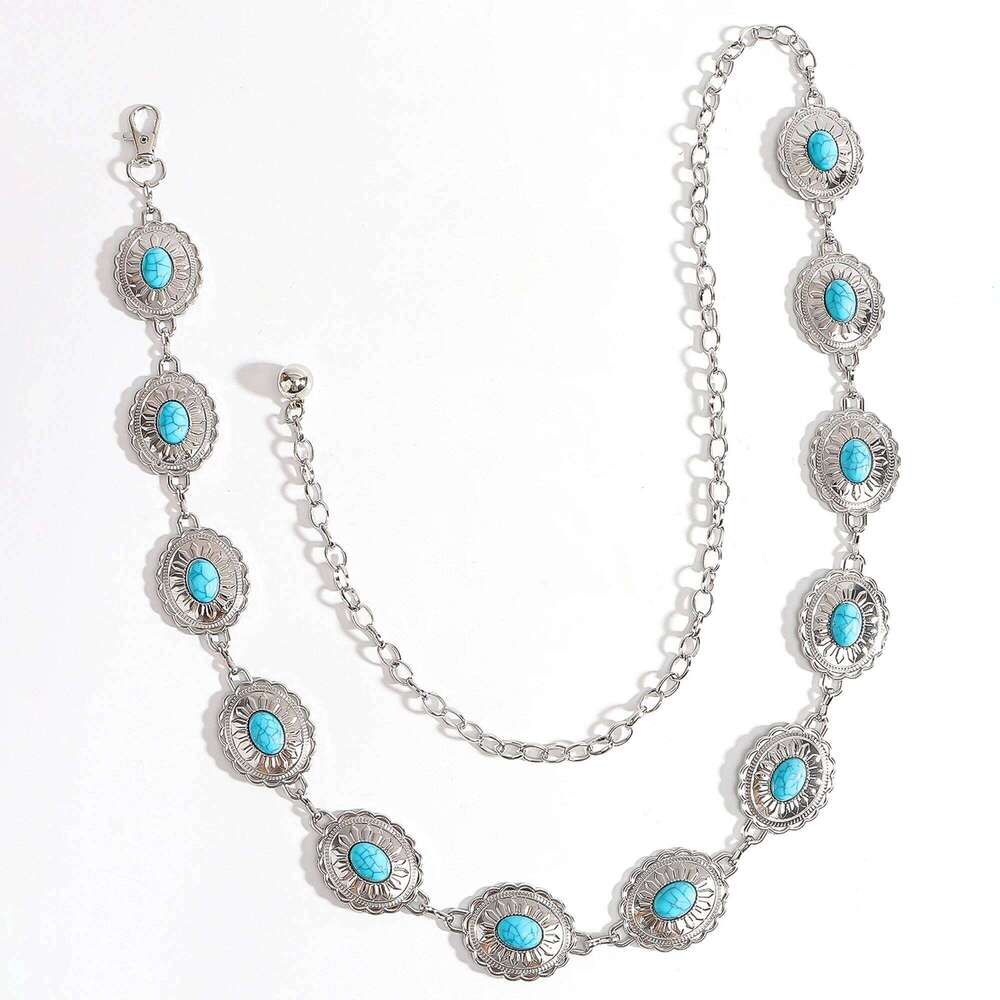 The new retro fashion metal women's Bohemian ethnic style waist chain with skirt trousers embellished X260209