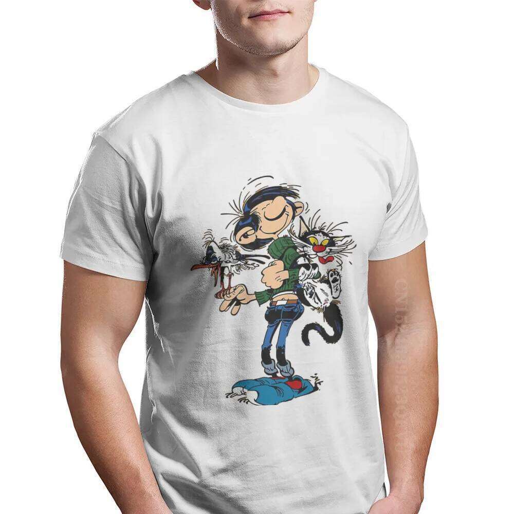 Gaston Lagaffe Cotton TShirts The Twins Of Gambler Personalize Homme Men T Shirts Funny Tshirt Clothing Oversized X260209