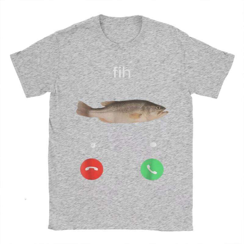 Men's T-Shirts Fih Calling Remind Me Message Decline Accept Phone Call Fish Awesome Cotton Tees Short Sleeve T Shirts Clothing X260209