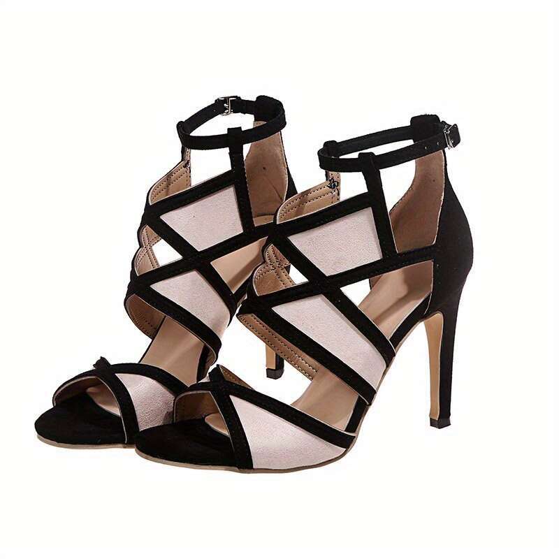 Women S Cut Out High Heel Sandals Sexy Open Toe Ankle Buckle Strap Stiletto Heels Party Daily Wear Pumps MOJIDASHU