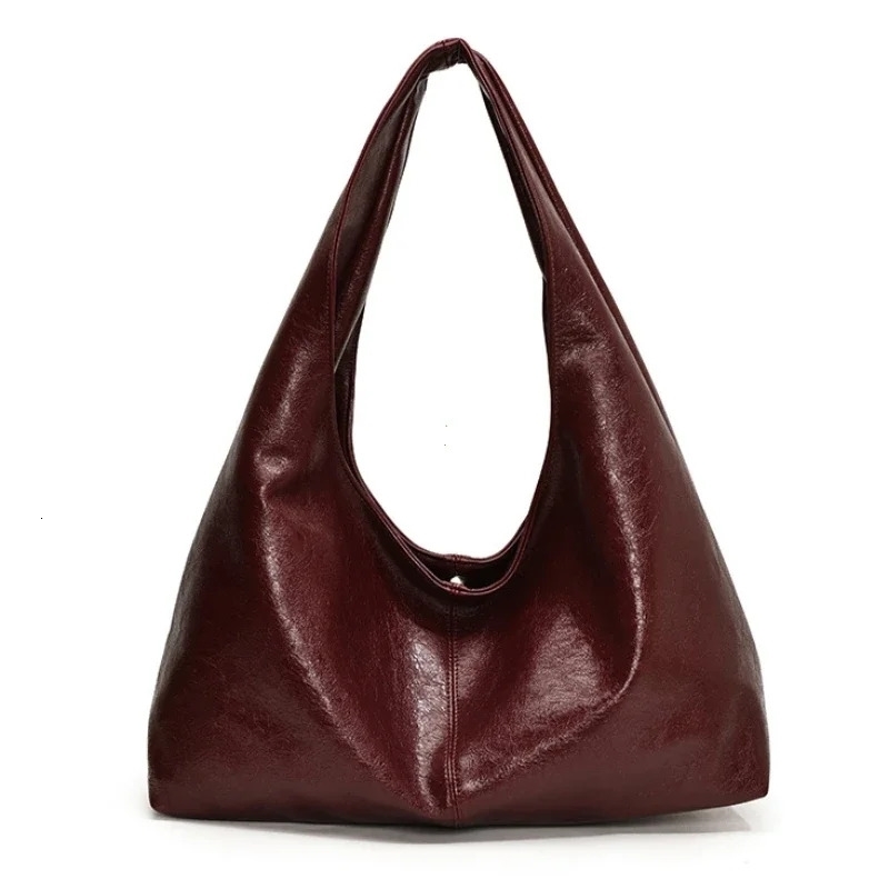 Large Capacity PU Leather Hobo Underarm Bags Autumn Winter Shoulder Bag for Women 2026 Trend Y2K Handbags and Purses Tote 260205