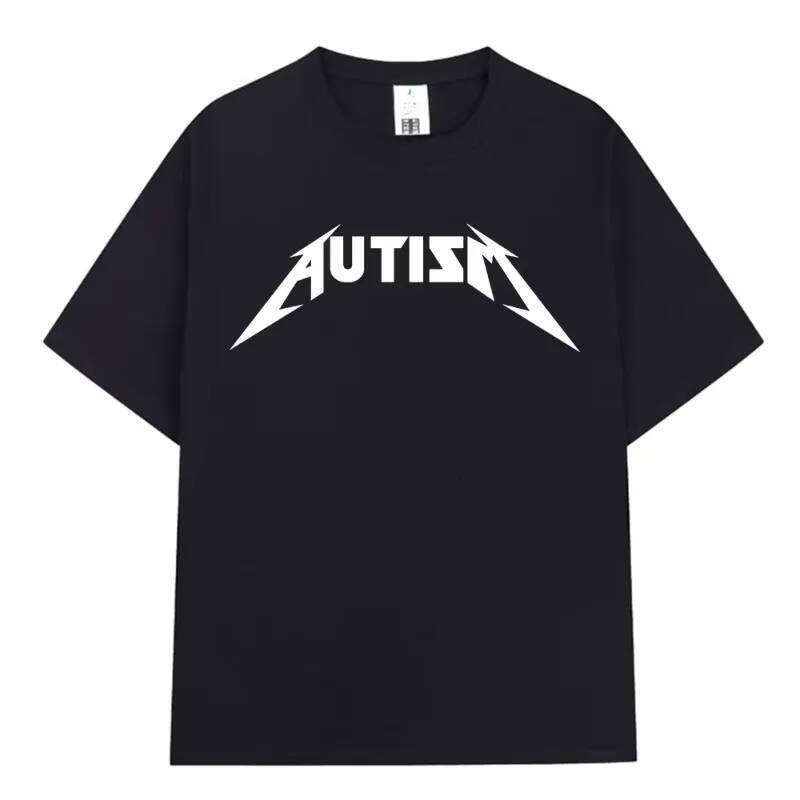 Autism Metal Rock Meme T-shirt Men Women Fashion Hip Hop Short Sleeve Oversized T-shirts 100% Cotton Comfort T Shirts Streetwear X260209