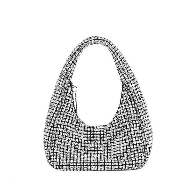 Evening Full Diamond Moon 2026 Summer New Fashion High-End Diamond-Encrusted Handheld Underarm Baguette Bag