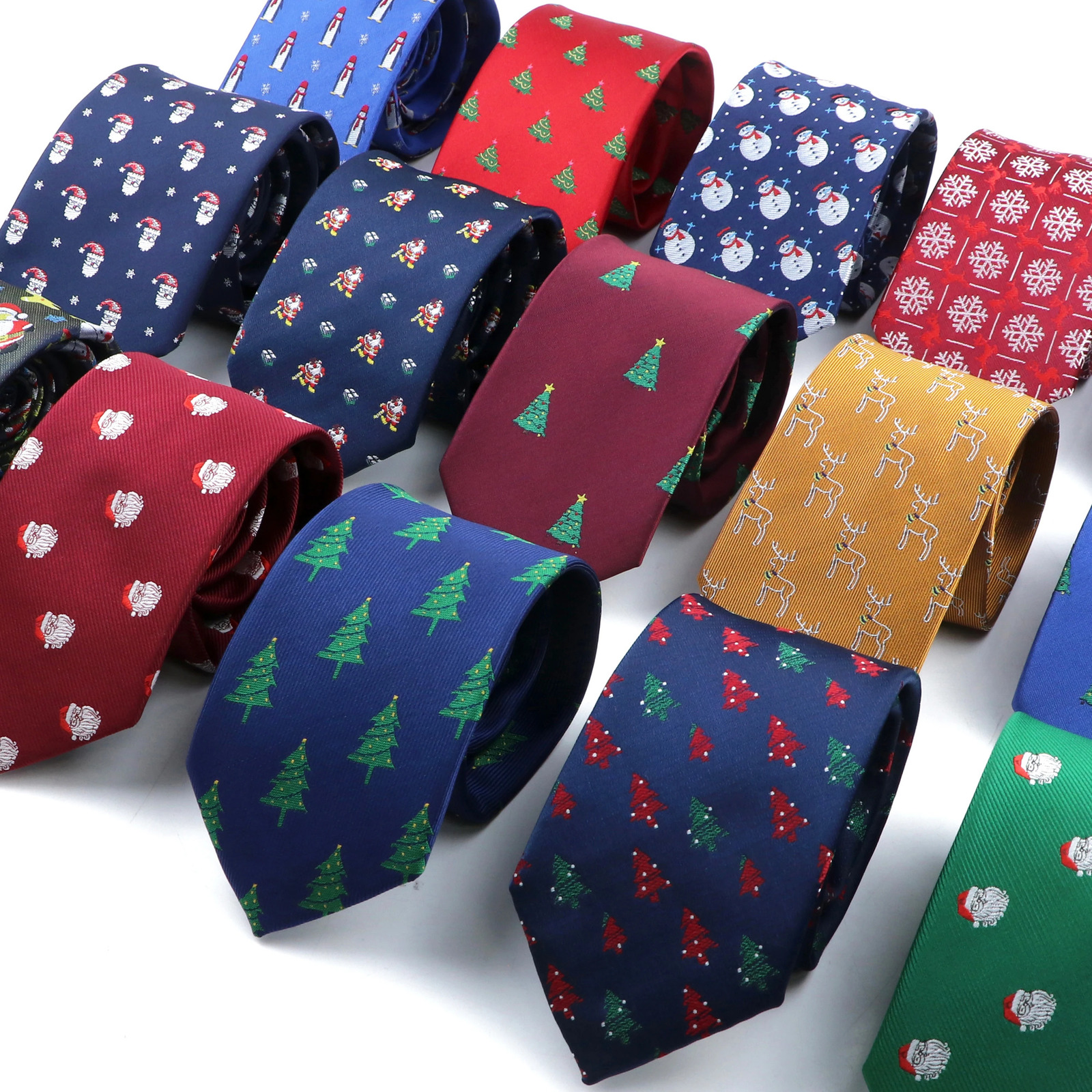 Classic Red Blue Christmas Tie For Men Father Festival Gift Santa Claus Snowman Tree Snowflake Elk Necktie Skinny 7cm Accessory 260208