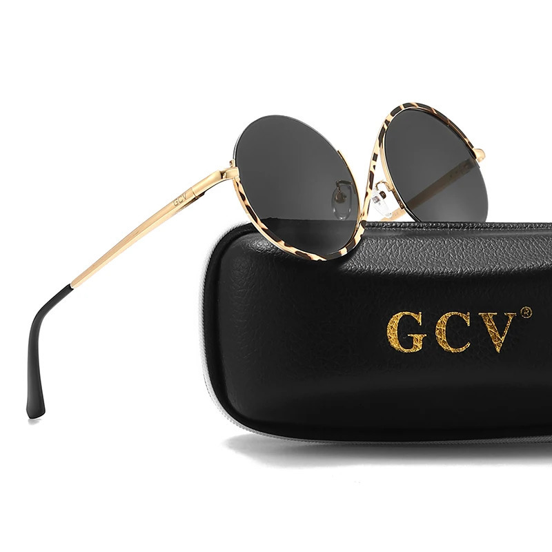 GCV AvantGarde Personality Women Female Gorgeous Sunglasses Round Frame Glasses Fashion Punk Style Metal 260206