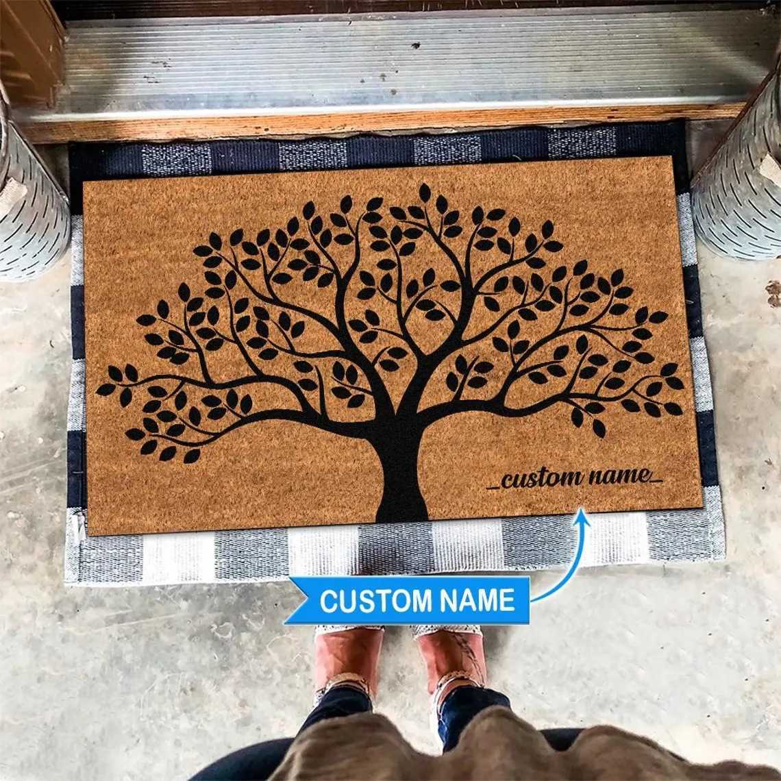 Entrance door faux coconut brown doormat thick crystal velvet American-style door mat with fun text welcome mat S260207