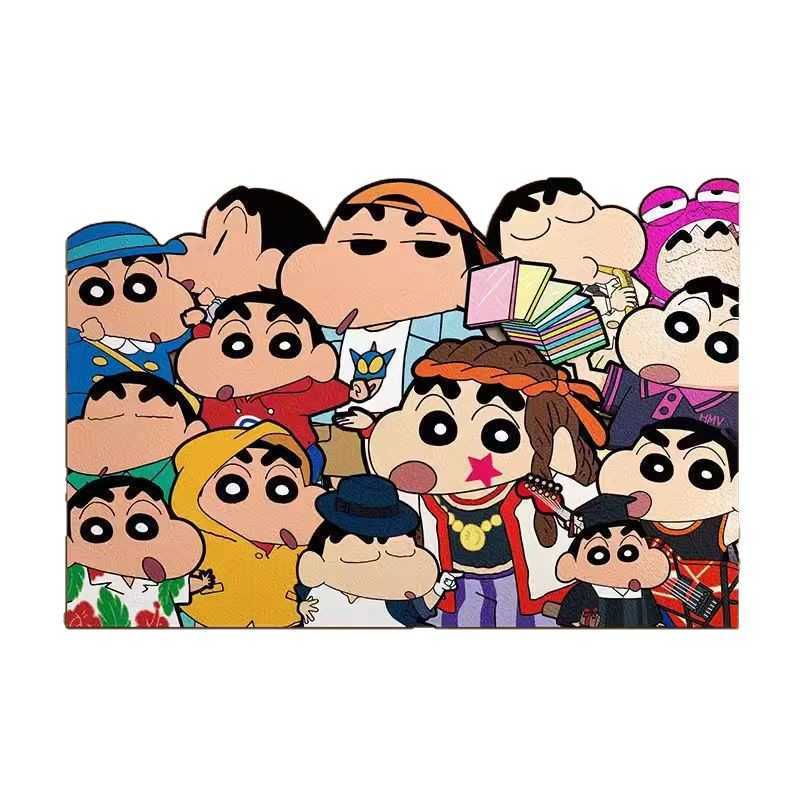 Cartoon Crayon Shin-chan silk loop floor mat for entrance door dirt-scraping foot mat PVC cuttable carpet S260207