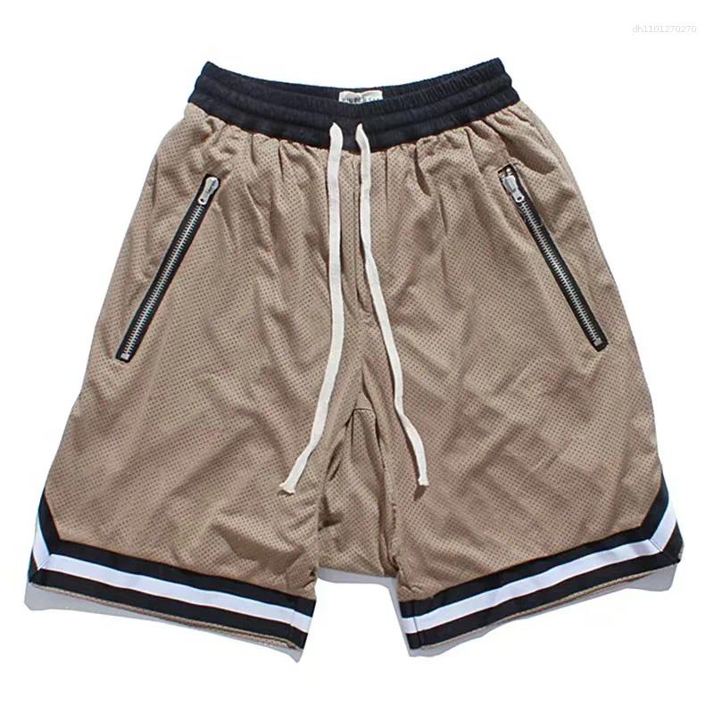 Men's Shorts Basketball Zipper Pockets Outdoor Men Sporting Beaching Bottoms Soccer Traning Bodybuilding Breathable Gym Running