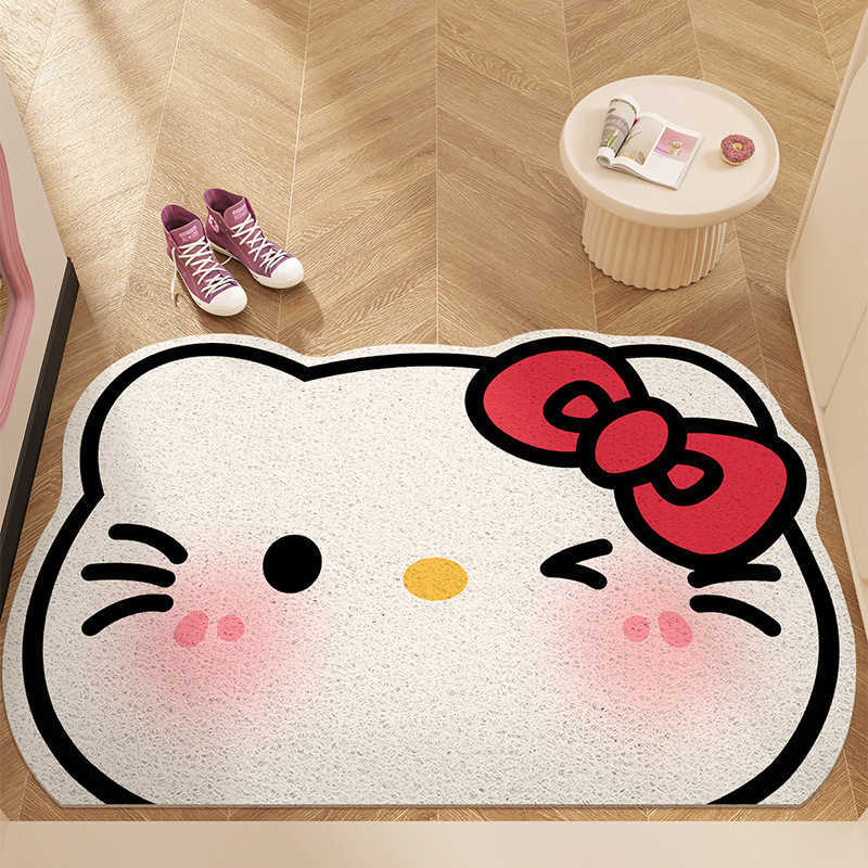 Cute Hello Kitty Entrance Doormat Entryway Household Foot Mat Silk Loop Non-Slip Carpet Mat Customizable S260207