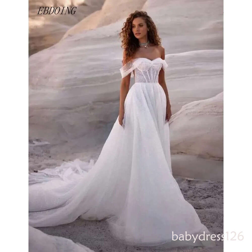 Newest a ha darling neckline shine short sleeves off the shoulder custom wedding dresses