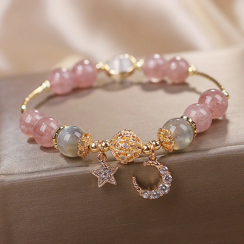 Unique Fashion Firecracker Crystal Beaded Bracelet Friendship Glass Bracelets For Girls Star Moon Cloud Flower Jewelry 260202