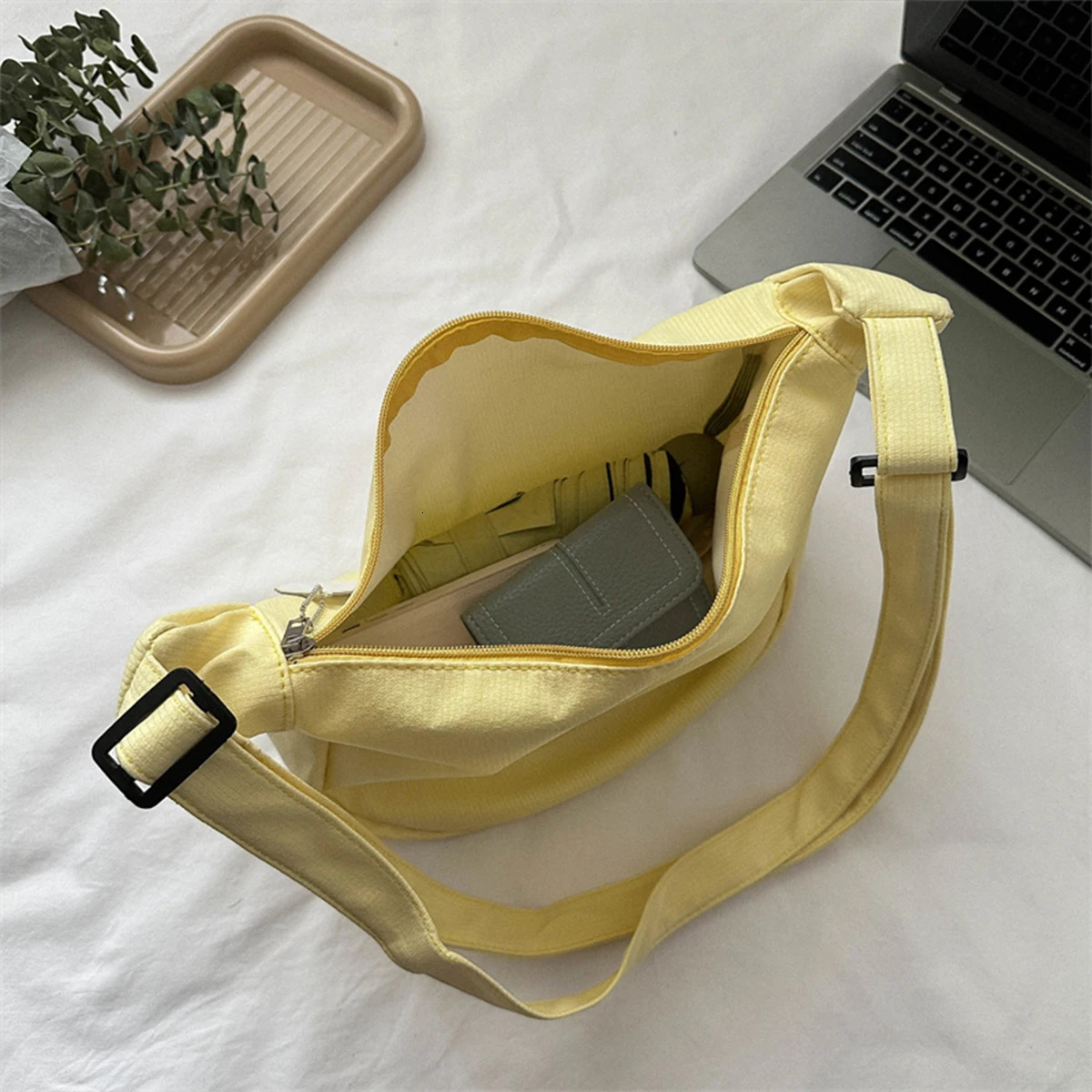 Minimalist Crossbody Bag with Puppy Pendant Spacious Stylish ScratchResistant Nylon Shoulder for Daily Essentials 260208