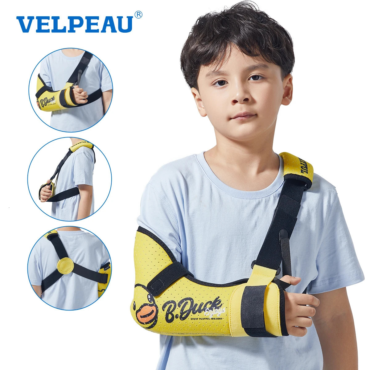 VELPEAU Kids Arm Sling Sponge Filled n Shoulder Immobilizer with Waist Strap Support Brace for Children Boys Girls 260202