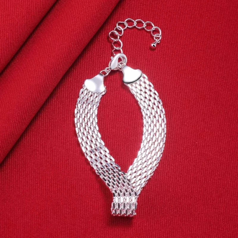 925 Sterling Silver Bracelets For Women Exquisite Fashion Weaving Chain Wedding Party Christmas Gifts Jewelry 260128
