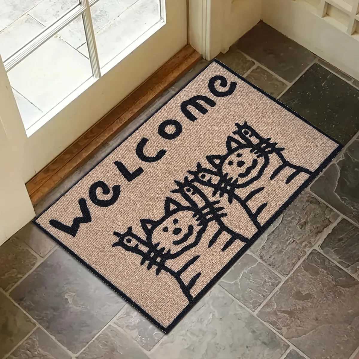 VIKAMA Fun Cat Door Mat Corridor Kitchen Bathroom Balcony Floor Mat Home Indoor and Outdoor Decoration Door Mat S260207