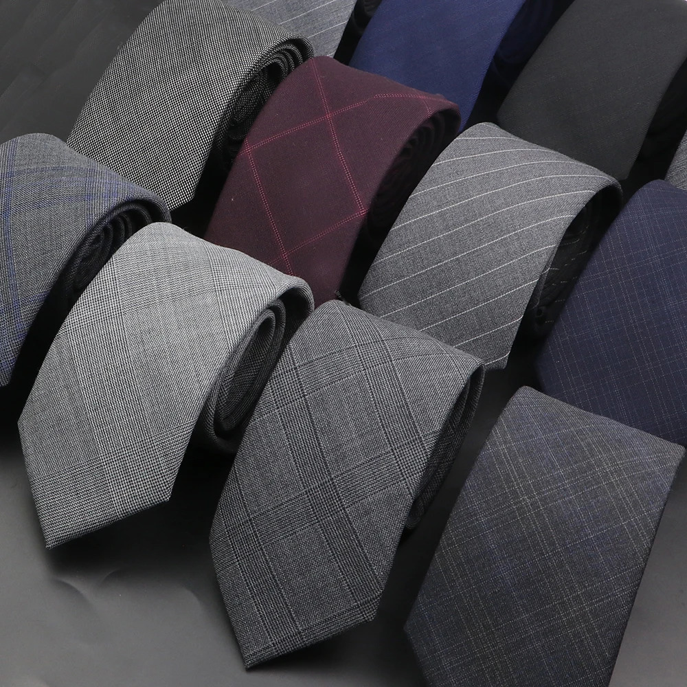 Gracefully Plaid Striped Wool Neckties Grey Burgundy Tie Cravat For Business Wedding Party Shirt Suit Collar Accessories Gifts 260208