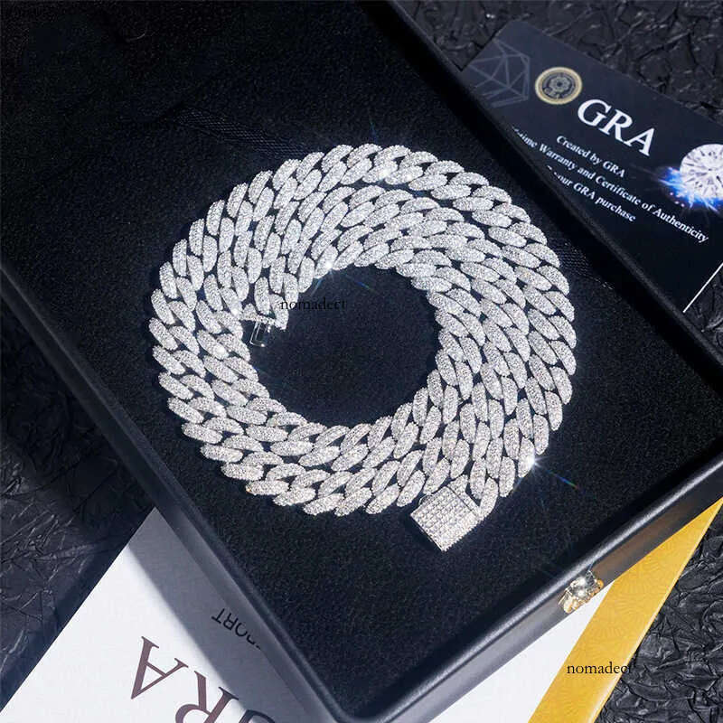 10mm S Sier Iced Out Necklace For Women Men Jewelry Pass Tester Moissanite Miami Link Chain Necklaces GRA 58