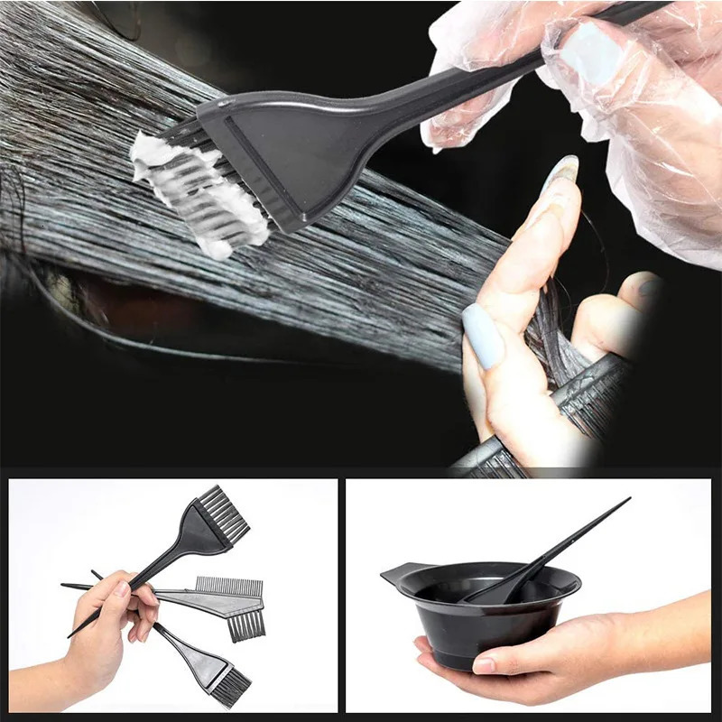 4Pcs Set Professional Hair Dyeing Kit Color Dye Bowl Stirring Brush For Coloring Bleaching Salon Home Tools 260205