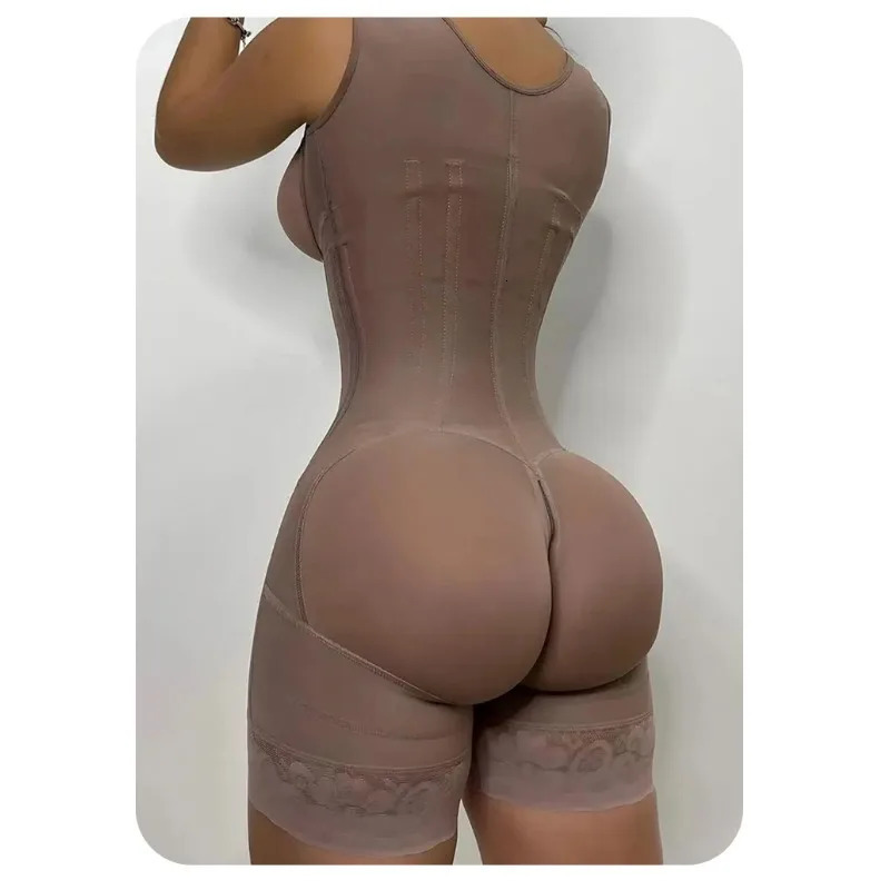 Shaper Body Shaper Shapewear Women Bodysuit Colombian Fajas 9-bone High Compression Girdle Double Tummy ControlOpen Crotch with 260207