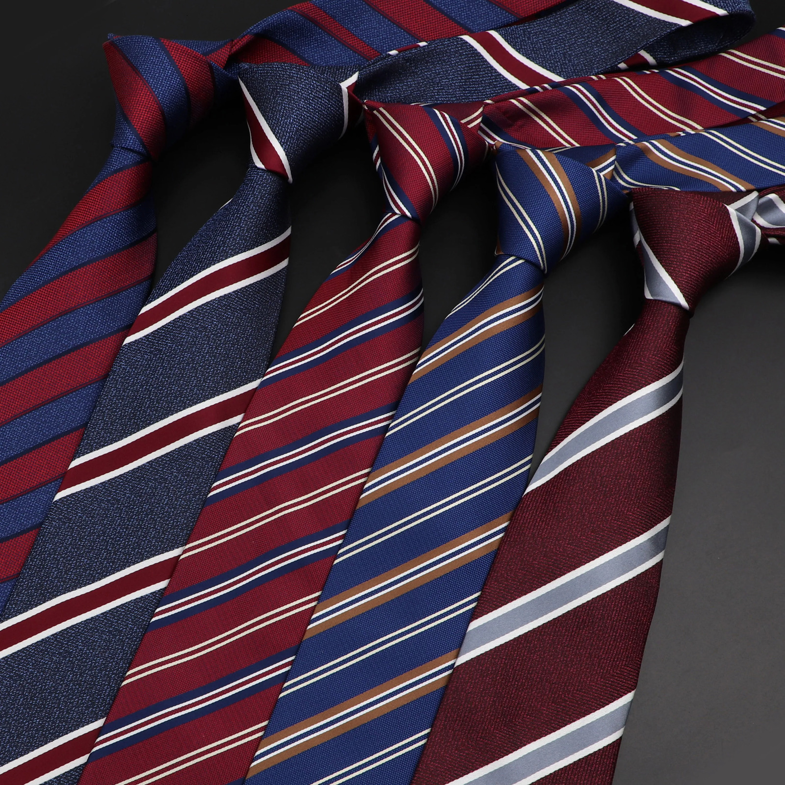 8cm Fashion Stripe Mens Tie Classic Polyester Bright Necktie Business Meeting Formal Necktie Accessories Daily Wear Cravat 260208