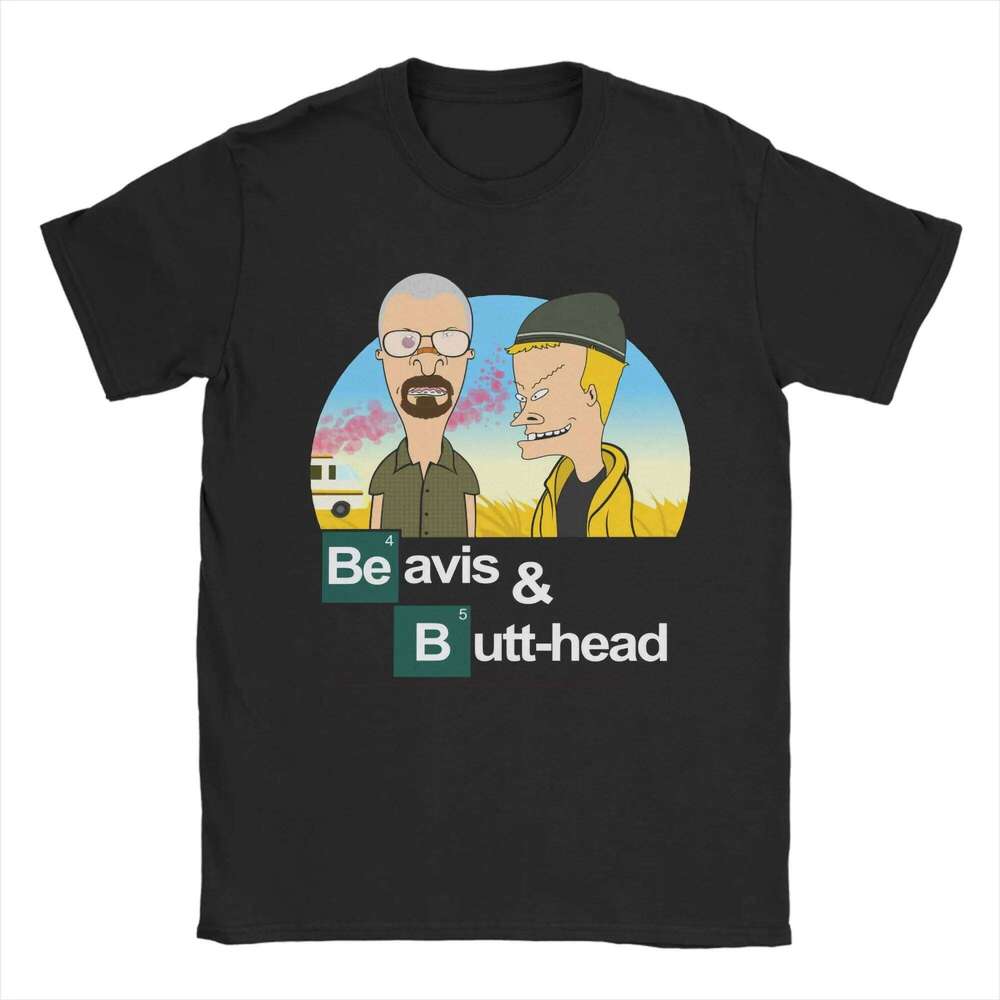 Breaking T-Shirt Beavis and Butthead 90s Cartoon BB Humor Cotton Tees Round Neck Short Sleeve T Shirts Original Clothing X260209