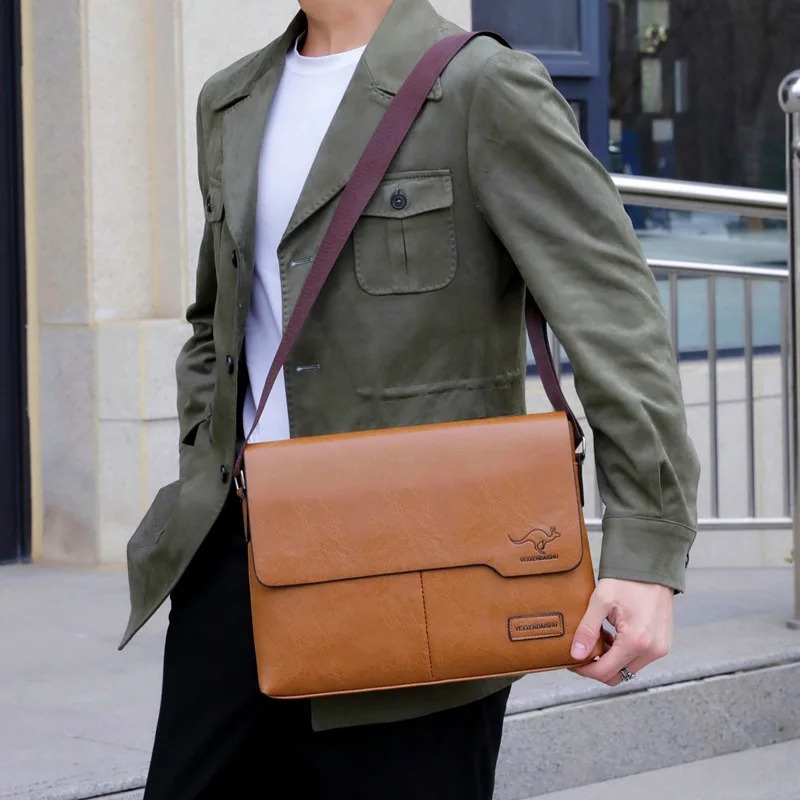 Business Shoulder Bag For IPAD PU Leather Handbag Men Messenger Large Side Sling Fashion Man Crossbody 260208