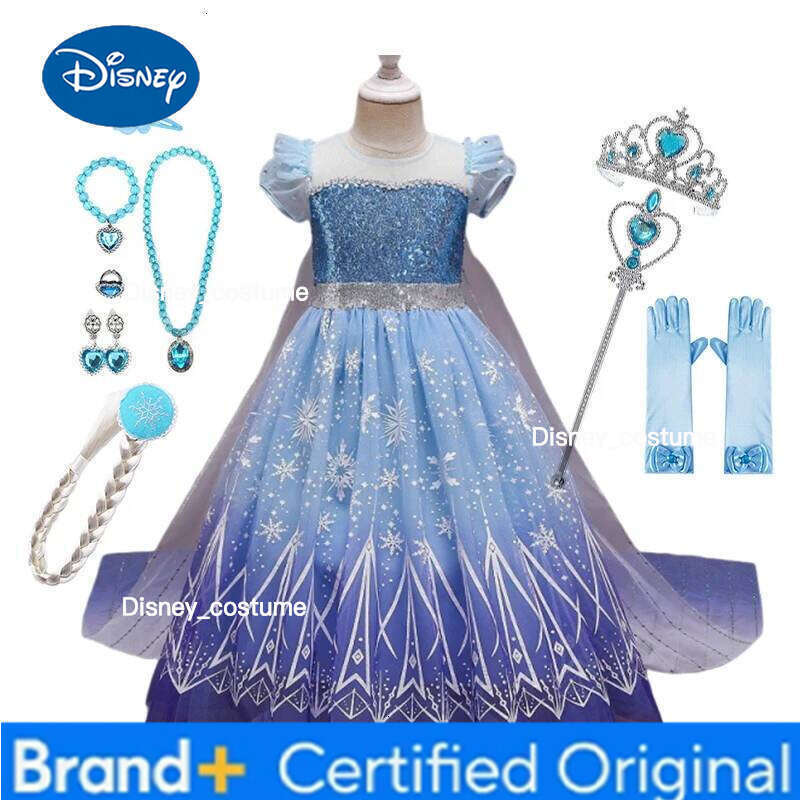 Disney Frozen 2 Elsa Princess Girls Dress Up Snow Queen Costume Halloween Kids Carnival Birthday Party Clothes H2602091