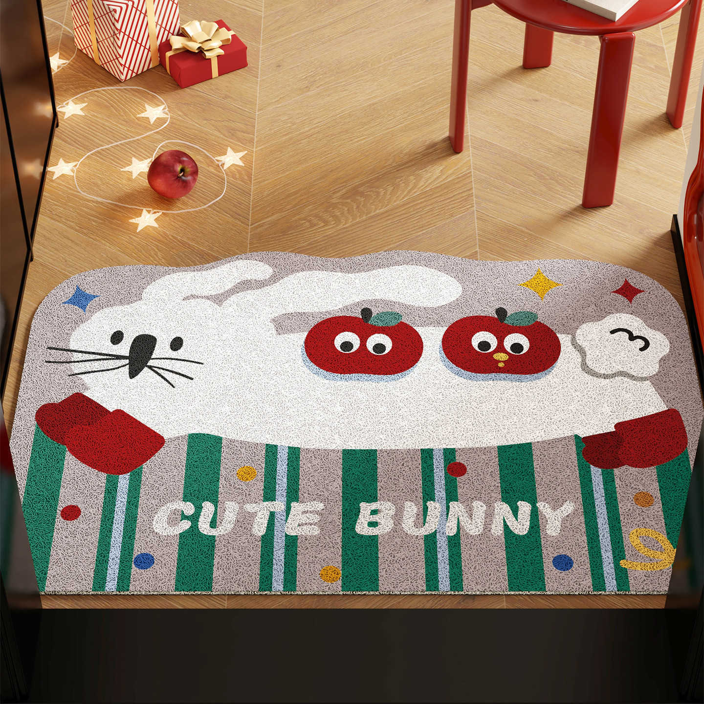 Year of the Horse Red Festive Silk Loop Doormat Wear-resistant Dirt-resistant Foot Mat Dust Removal Non-slip Door Mat Customizable Entryway Doormat S2