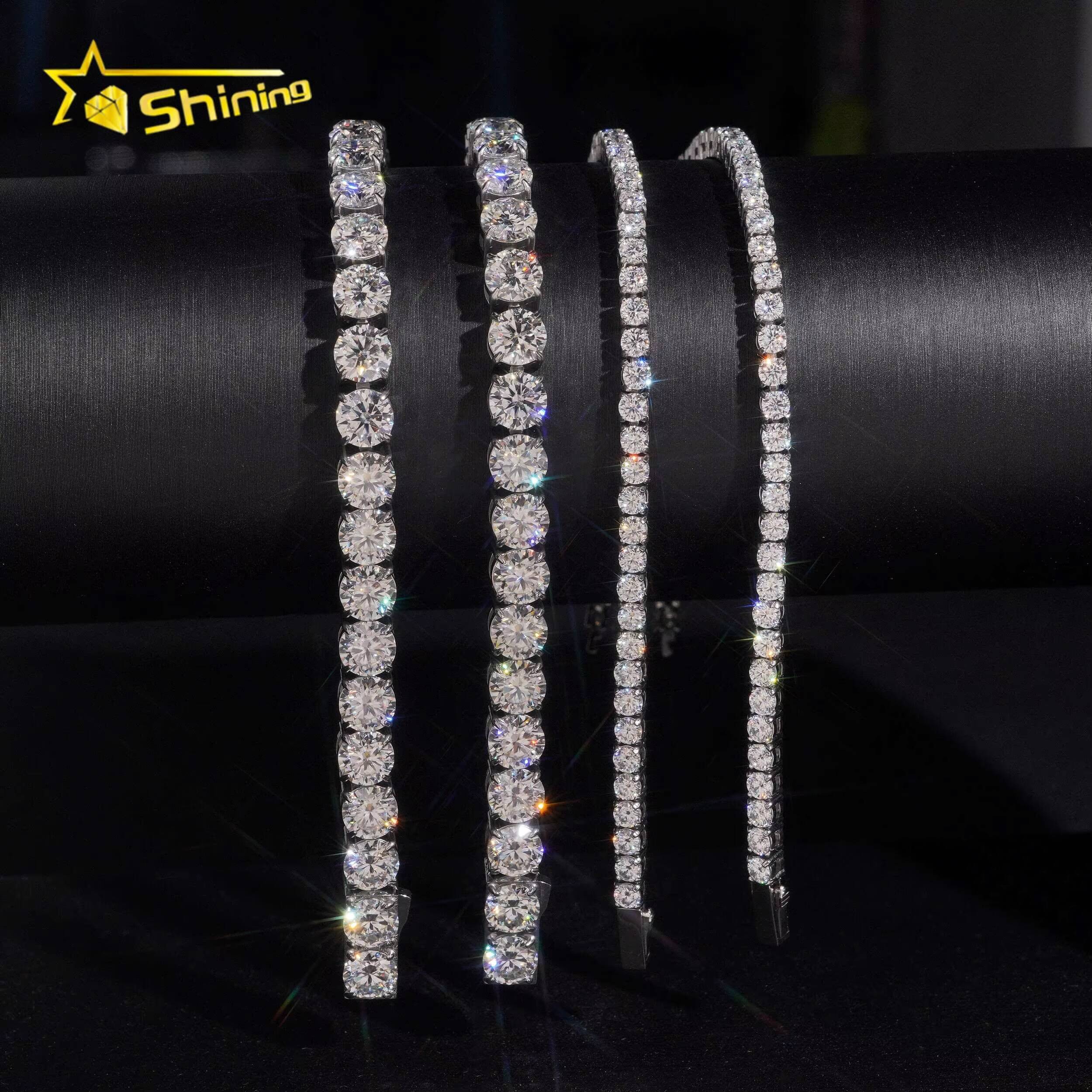 Hip Hop Necklace Moissanite Jewelry Pass Diamond Test VVS Moissanite Tennis Necklace