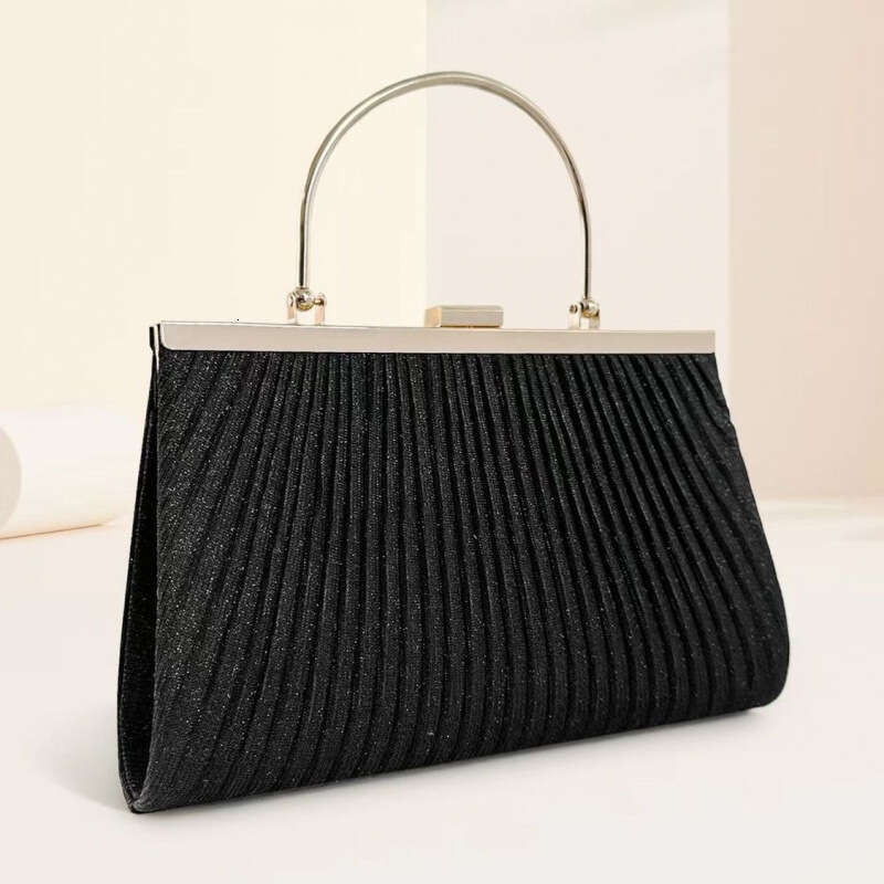 New Simple Fashion Pleated Handbag Shiny Evening Phone Women S Banquet Cheongsam Dress Bag
