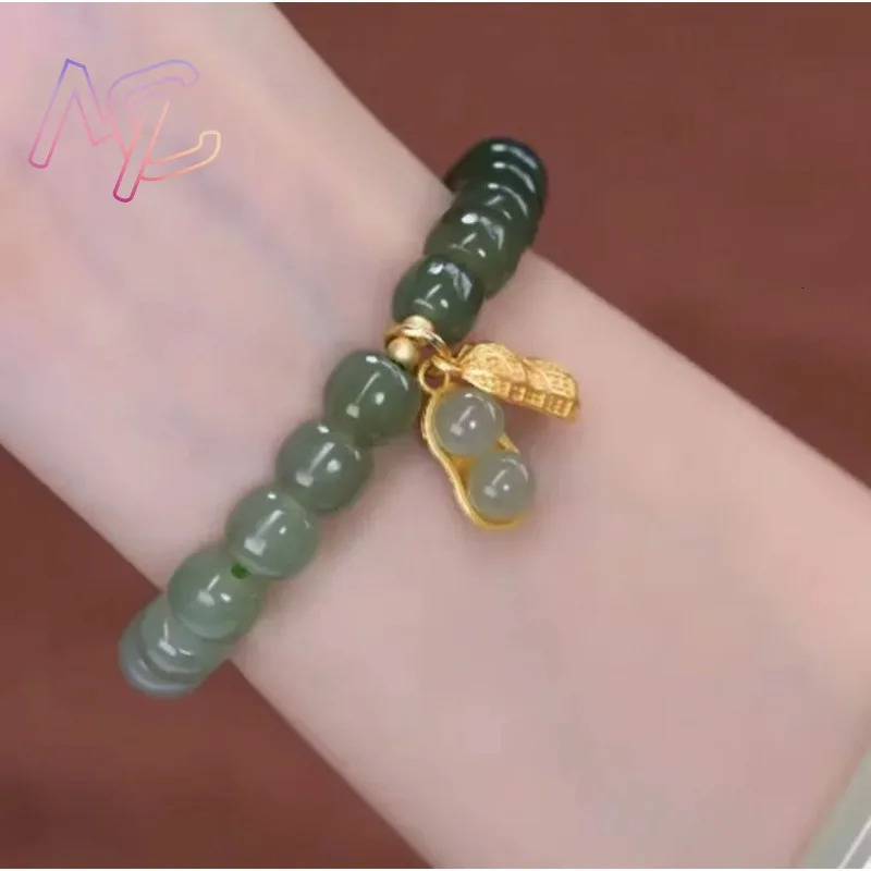 Natural Hetian Jade Flower Bracelet Agate Bangle Real Jewelry Tourmaline Exquisite Sexy Young Fashion Charm Gifts for Women Girl 260202