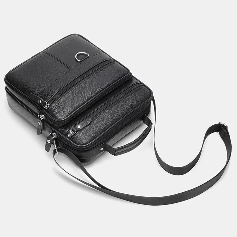 Genuine Leather Mens Bag Men Business Shoulder Large Capacity Square Man Crossbody Bags High Quality Cowhide Handbag 260208