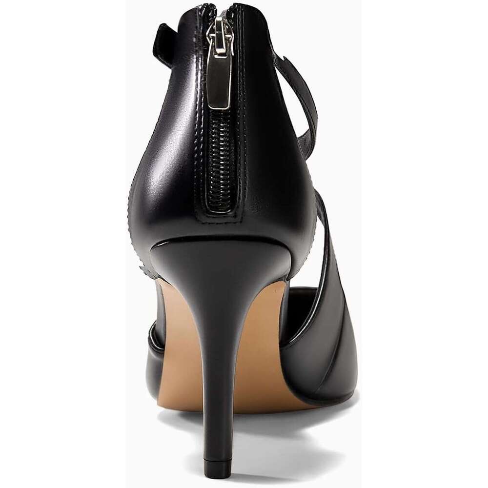 Womens Pumps High Heels Pointed Toe Crossed Strap D Orsay Zip Up Stilettos Party Dress Shoes