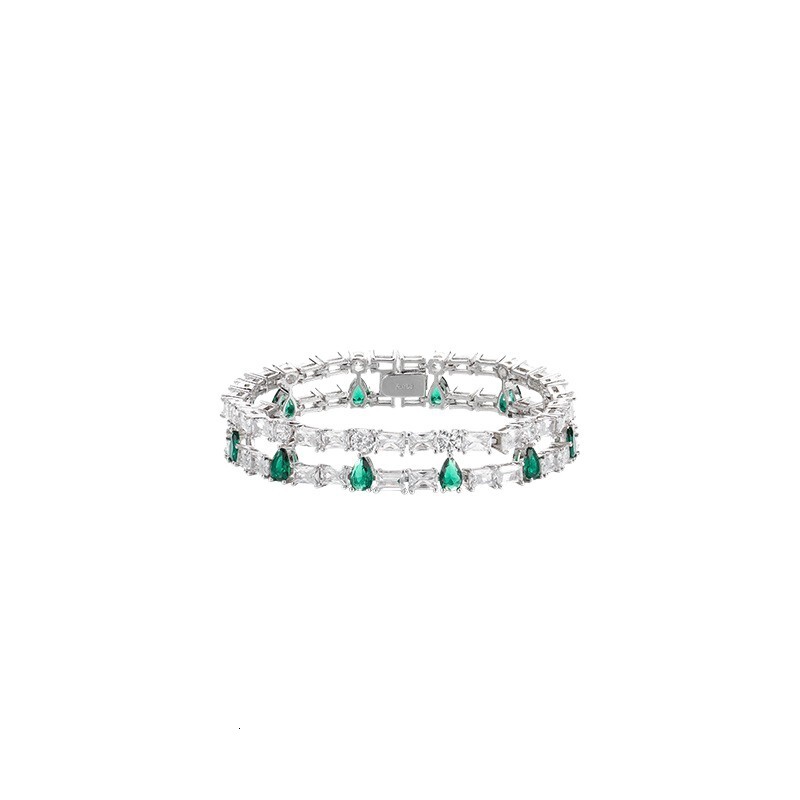 Bracelet, Double-Layer Pear-Shaped Diamond Bracelet, Sugar Cube Bracelet, Gold-Plated Bracelet,High-End Design, Light Luxury Texture Bracelet,
