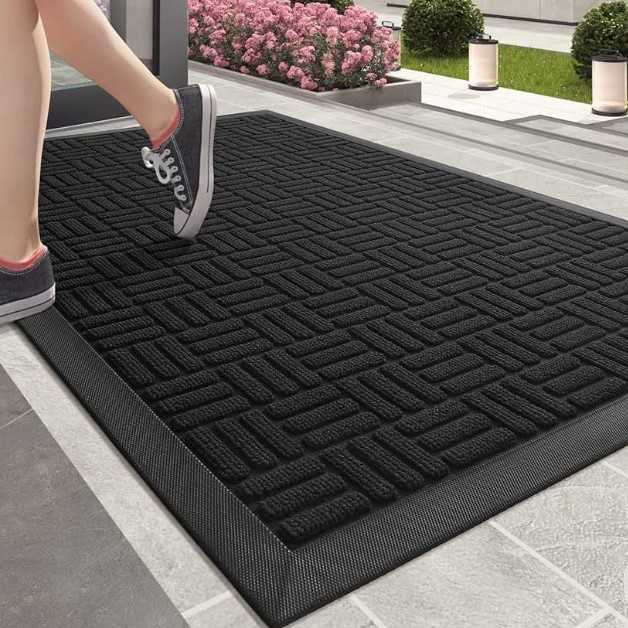 Loop Pile Embossed Rubber Doormat Foot Scraper Mud Cleaner Wear-resistant Simple Door Mat Non-slip Dirt-resistant Entryway Entrance Mat S260207