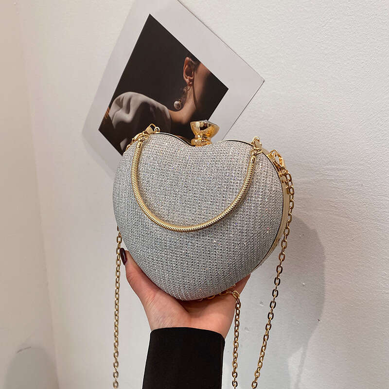 Evening For Women New Fashionable Chain Crossbody Handheld Mini Heart Shoulder Bag