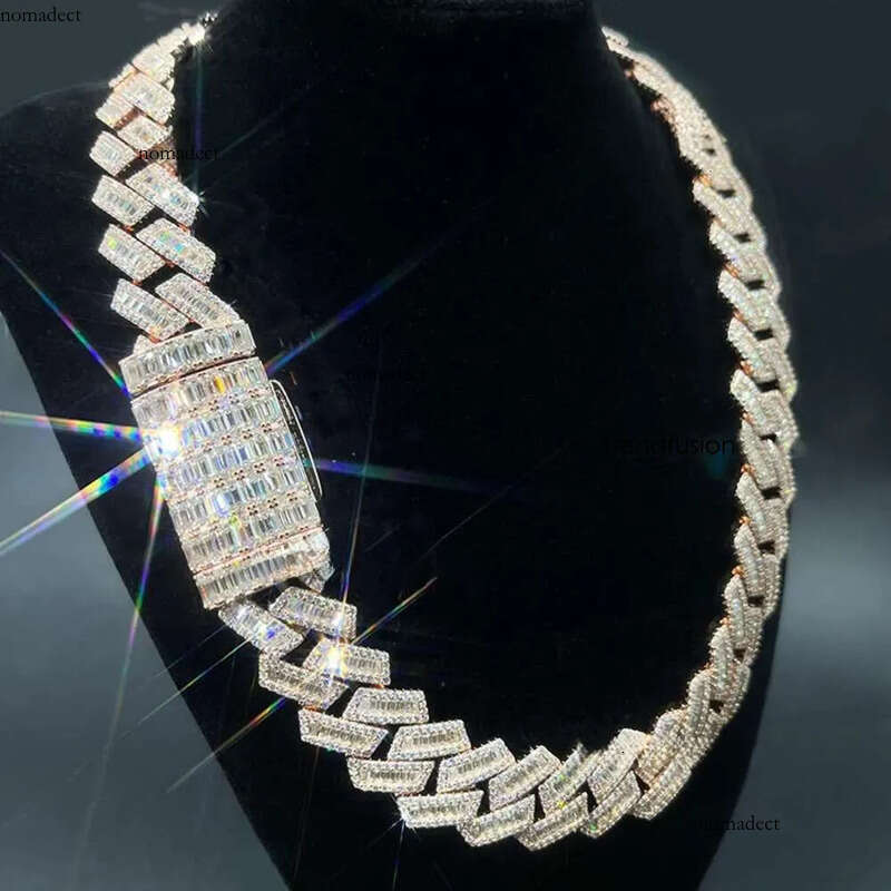 necklace moissanite dia men designer Customization Cuban Full Iced Out Hiphop Chain Pass The Dia Test ice out cuban k chain 2a