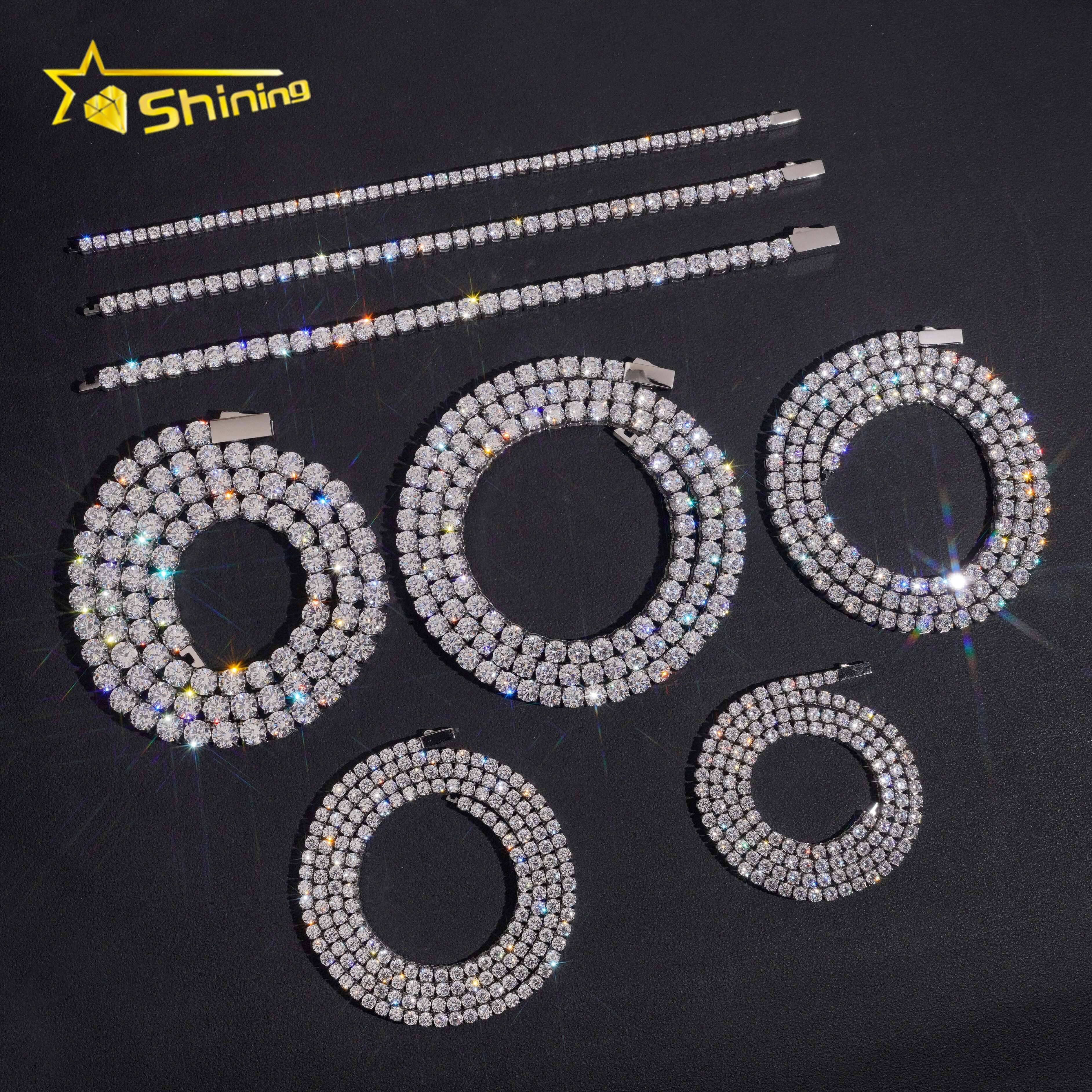 Fashion Jewelry Hip Hop Style 5A Moissanite Cuban Moissanite VVS 3mm 4mm 5mm 6mm Stainless Steel Tennis Chain