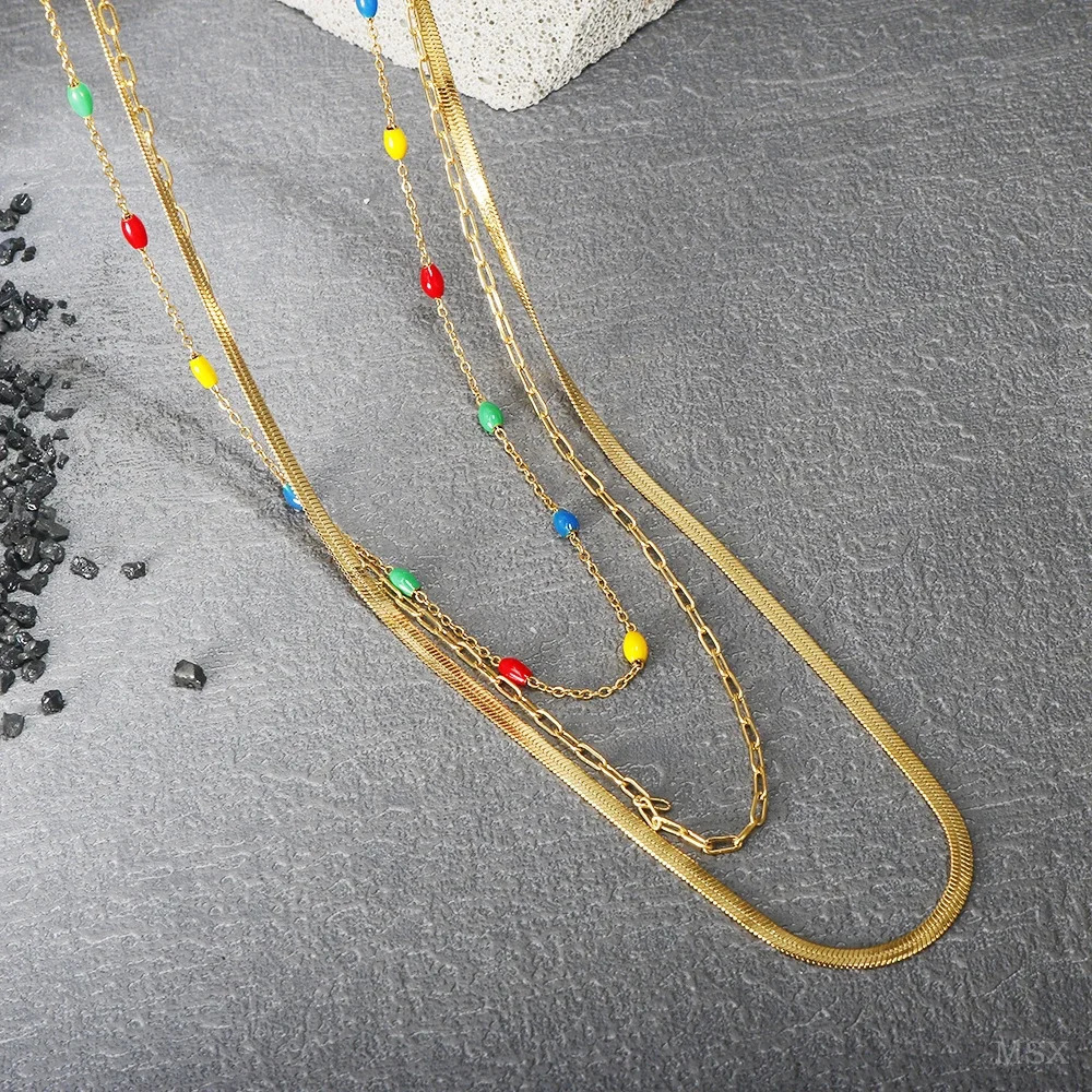 Stainless Steel Vintage Textured Delicate Necklace 260124