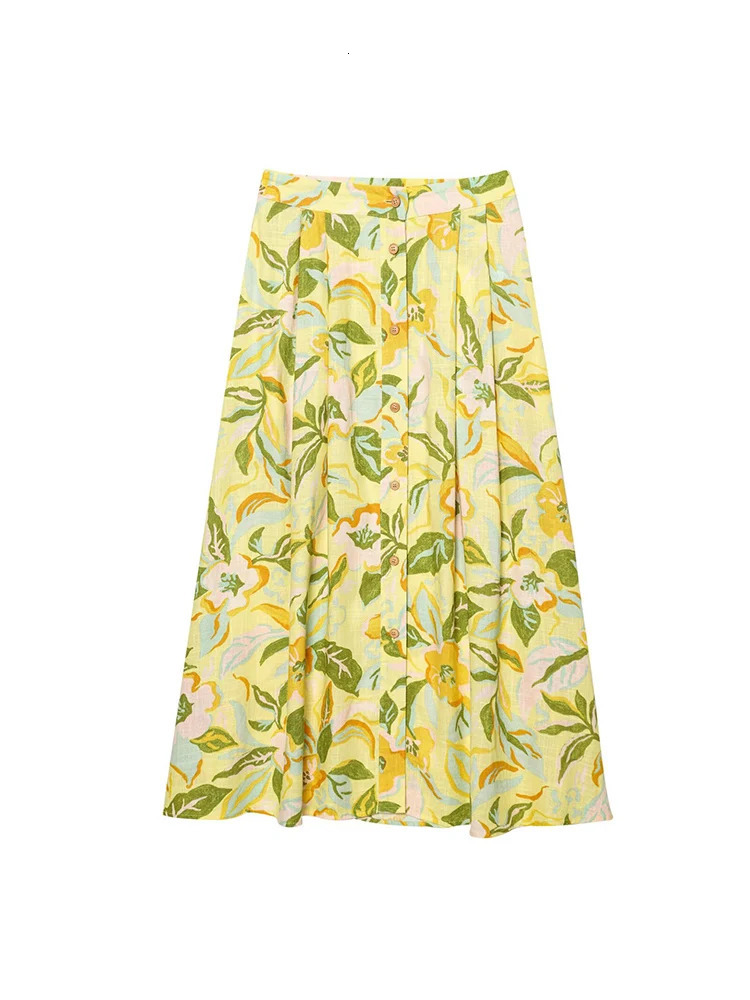 TFMLN Women Floral Print Skirt Two Piece Set Sexy Crop Sling Camisole Casual Beach Holiday Style A-line Skirts Sets Female 260208