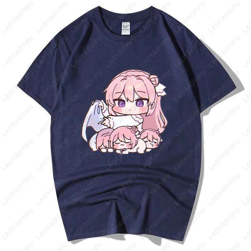 Kawaii Japan Anime Girl Cotton Tees Men Women Otaku Loungewear Pastel Pink Haired Character Drink Coffee Art Print Casual Tops X260209