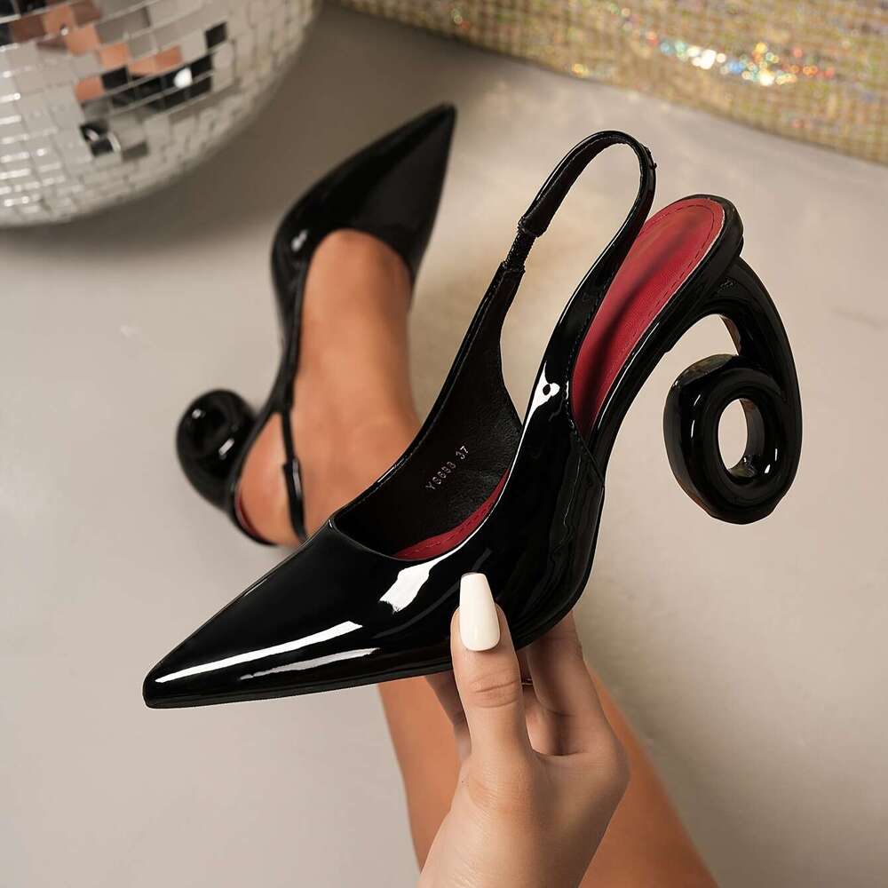 New Fashion Spring Summer High Heels For Women Unique Heel Dign Comfortable Open Toe Flat With Pointed Toe And Open Back Stylish Women S Sandals Women